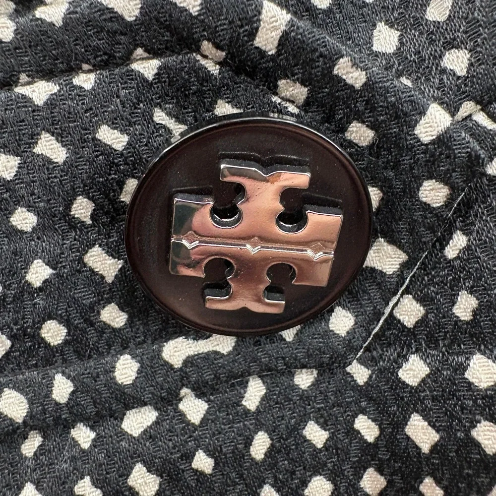 Tory Burch Shift Dress Women Size 4 Black White Sleeveless Buttons Designer  *